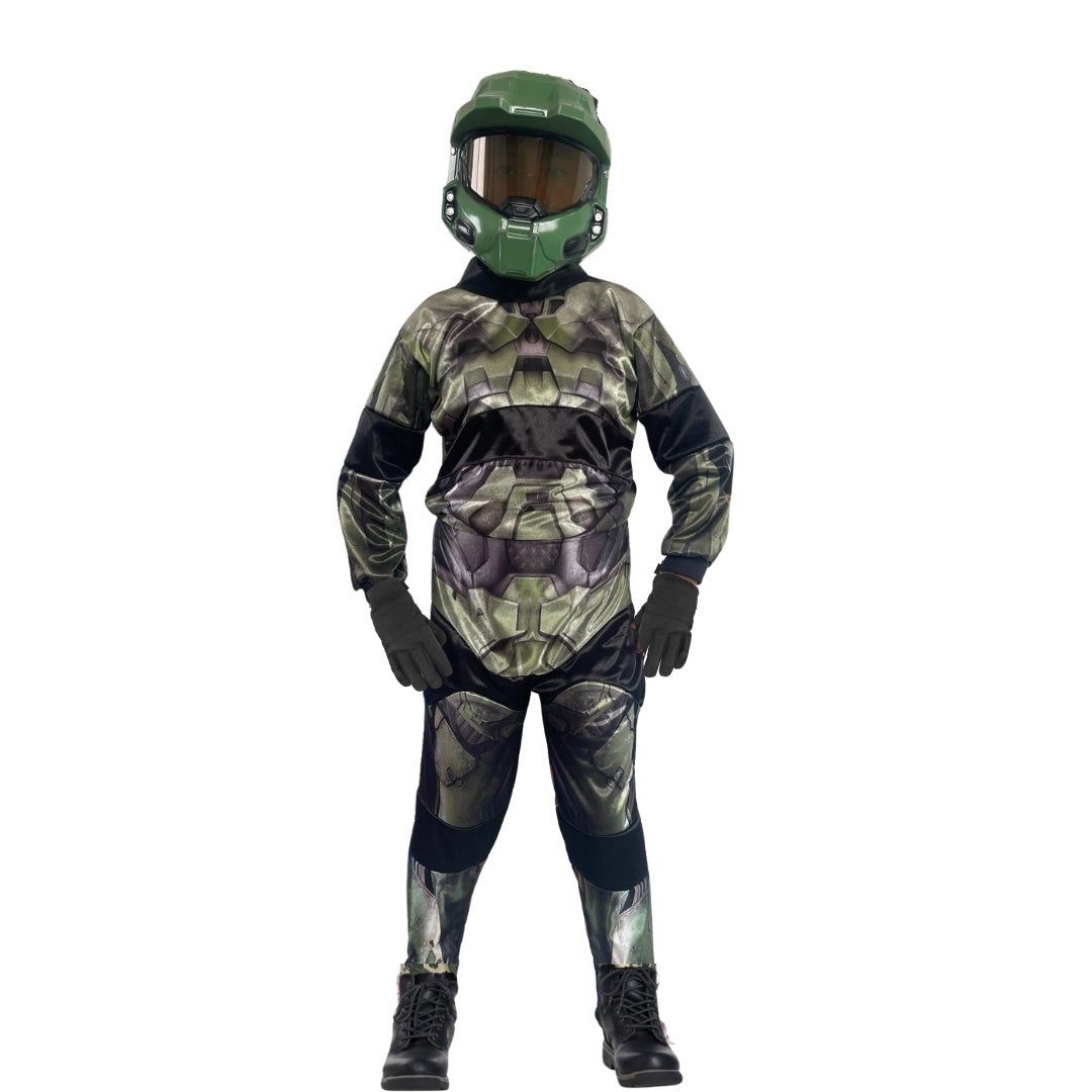 Disfraz de Halo para Niños - Master Chief - Traje Infantil Gamer -Personaje Videojuegos - Traje Futurista - Soldado Espacial