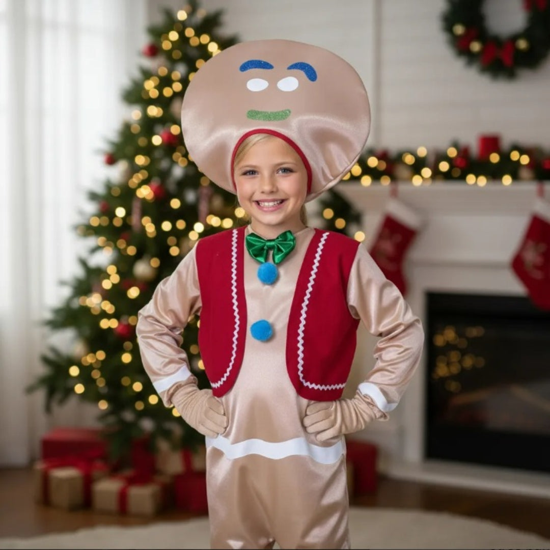 Disfraz de Galleta de Jengibre para Niño y Niña - Mameluco Navideño