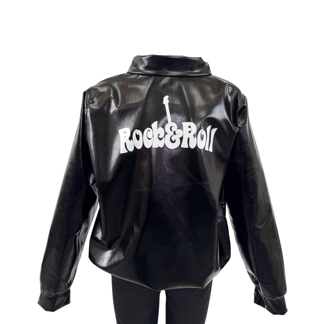 Chamarra Negra de Rockero - Disfraz de Rock and Roll - Chaqueta Rockera - Disfraces de Rock and Roll y de los 80