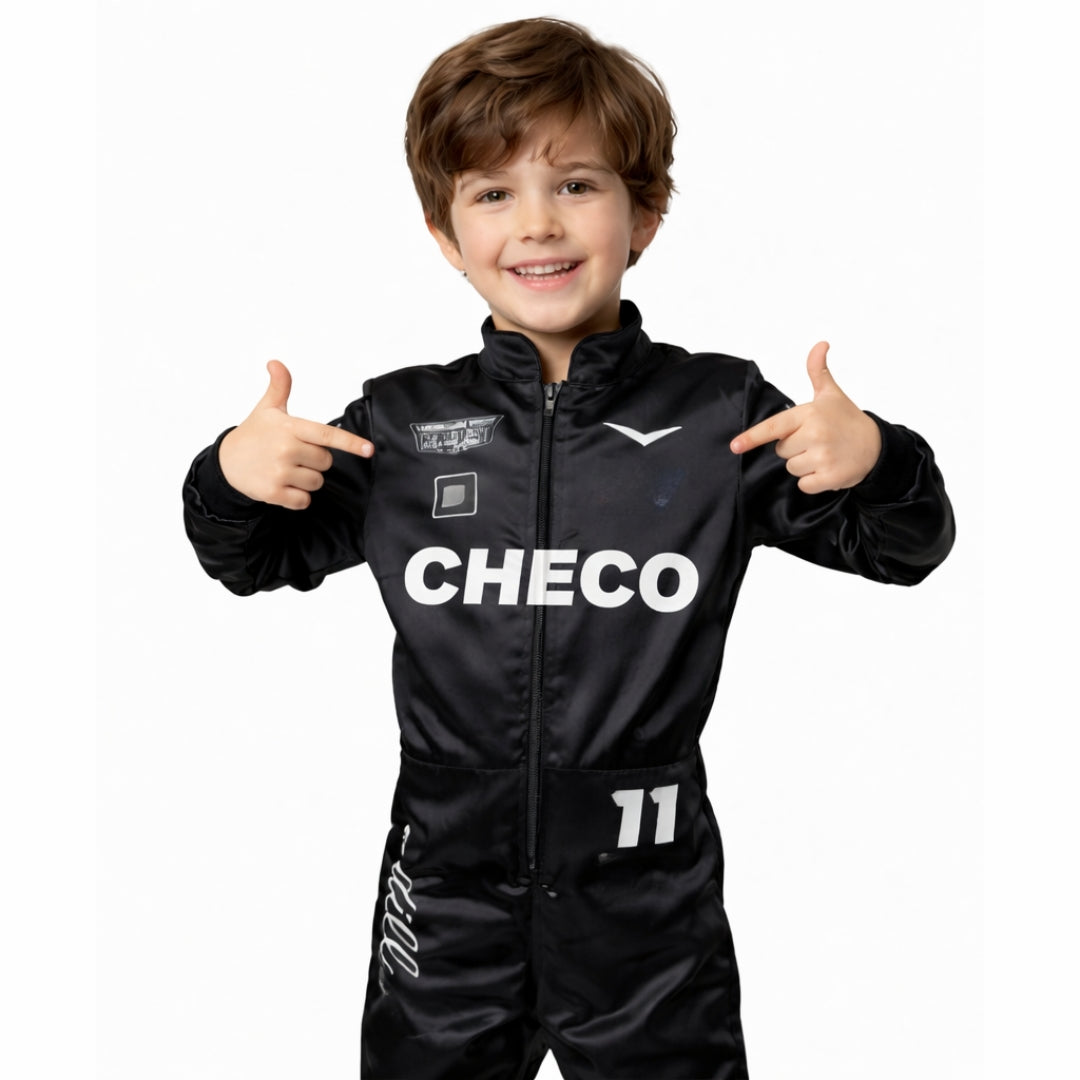 Disfraz de Piloto de Carreras Negro para Niños - Traje Piloto Infantil
