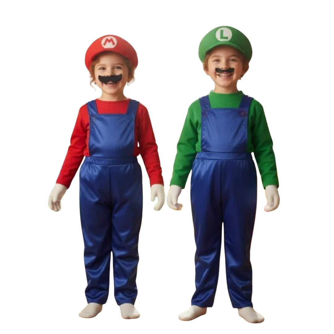 Disfraz de Fontanero para Niño con Bigote - Traje Plomero de Videojuego Infantil