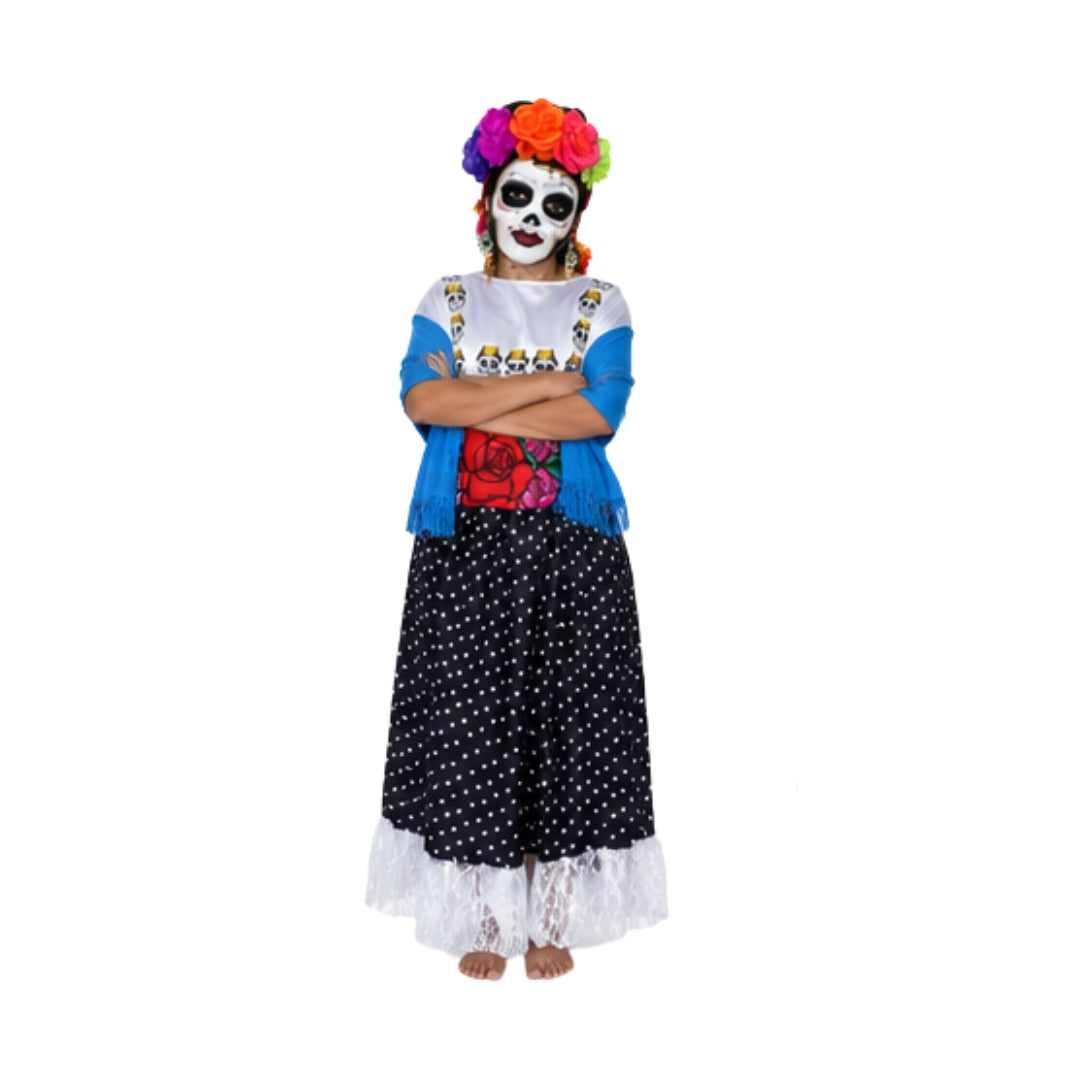 Disfraz de Catrina Mexicana para Niña - Vestido Elegante de Día de Muertos