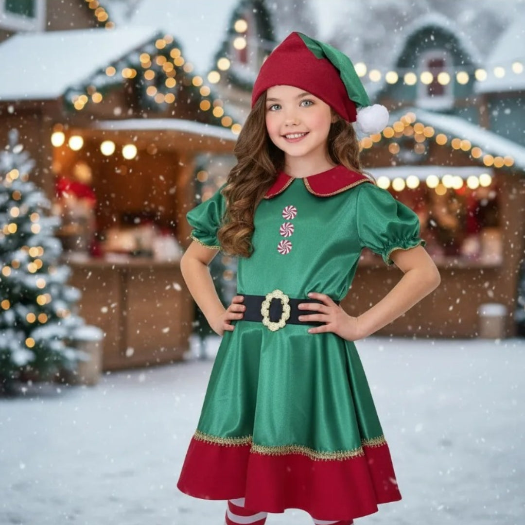 Disfraz de Duenda Navidad para Niña - Vestido de Elfo para Pastorela