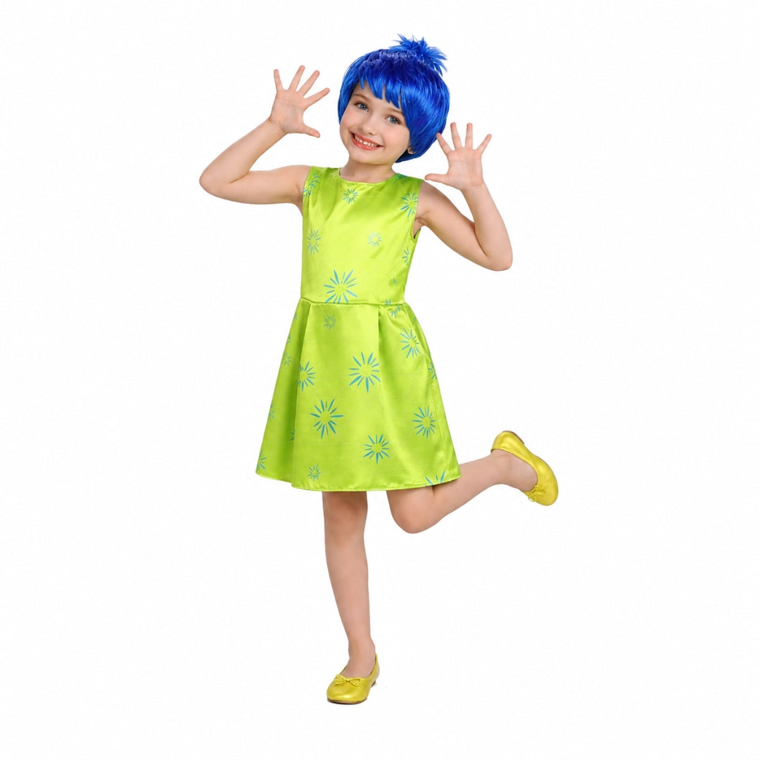 Disfraz de Emoción Alegría con Peluca para Niña - Vestido de Emoción Infantil