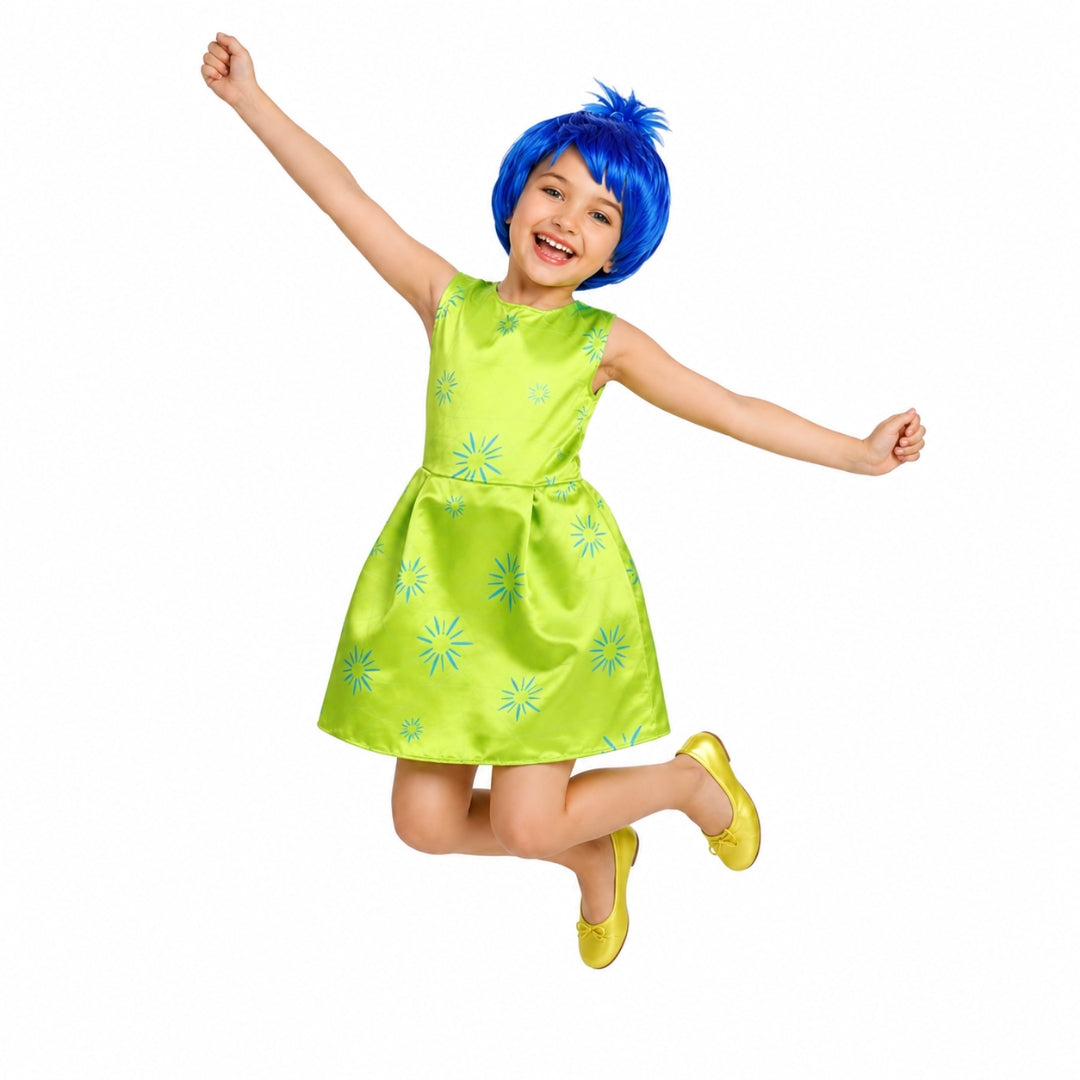 Disfraz de Emoción Alegría con Peluca para Niña - Vestido de Emoción Infantil
