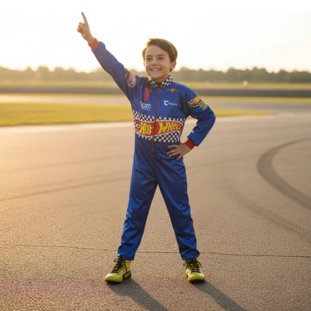 Disfraz de Piloto de Carreras Azul para Niño - Traje de Automovilismo