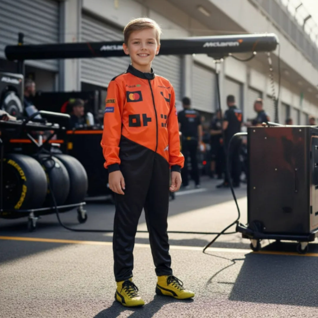 Disfraz de Piloto de Carreras para Niño - Traje Naranja Infantil