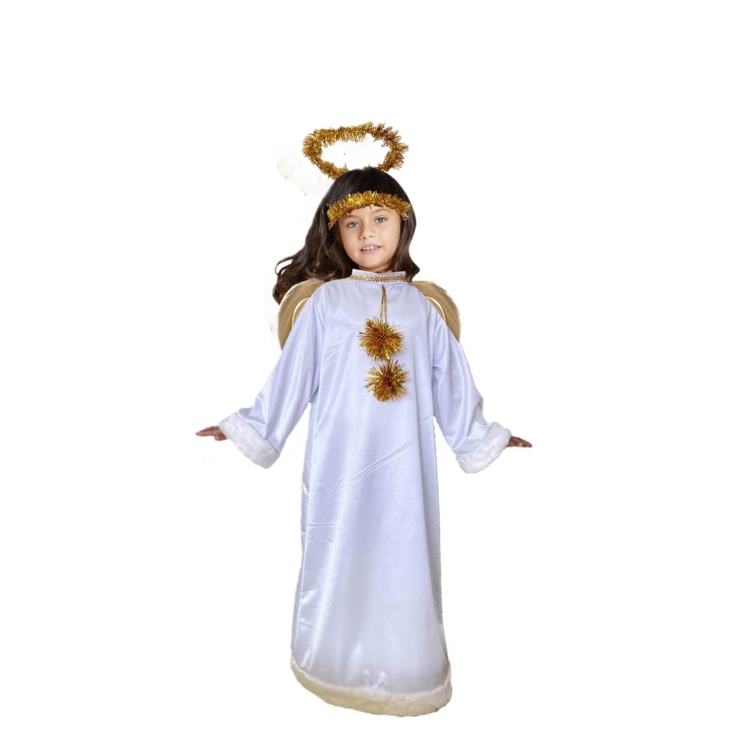 Disfraz de Angel - Túnica Blanca con Alas - Disfraces de Angelitos para Niñas y Niños - Traje de Angelito Navidad y Pastorela - Vestuario Navideño