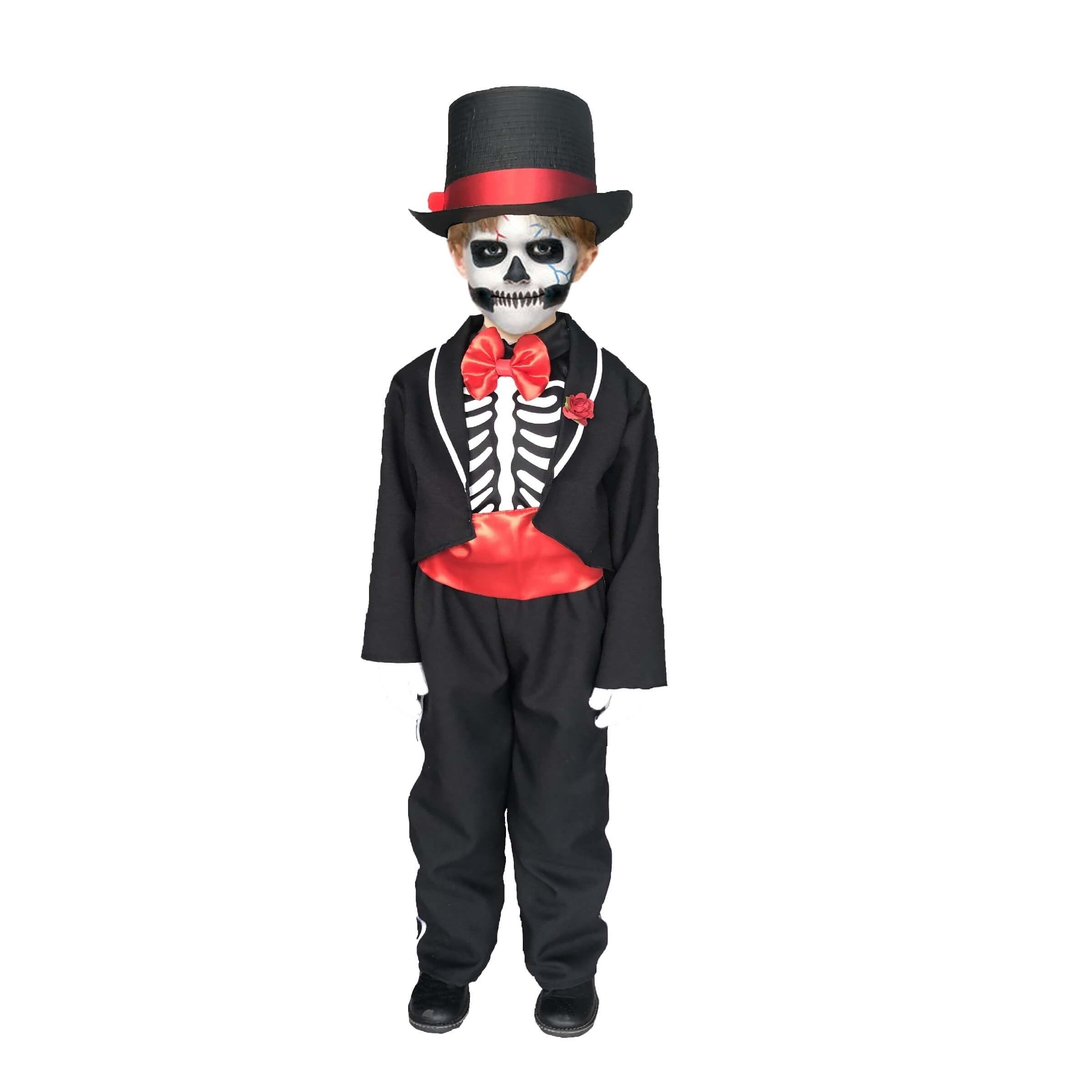 Disfraces de Catrín con Sombrero - Vestuario de Calaca - Traje de Catrin Esqueleto - Halloween y Día de Muertos