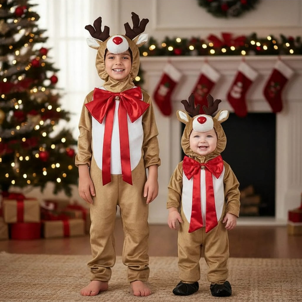 Disfraz de Reno Navideño con Gorro para Bebé y Niño Traje de Navidad