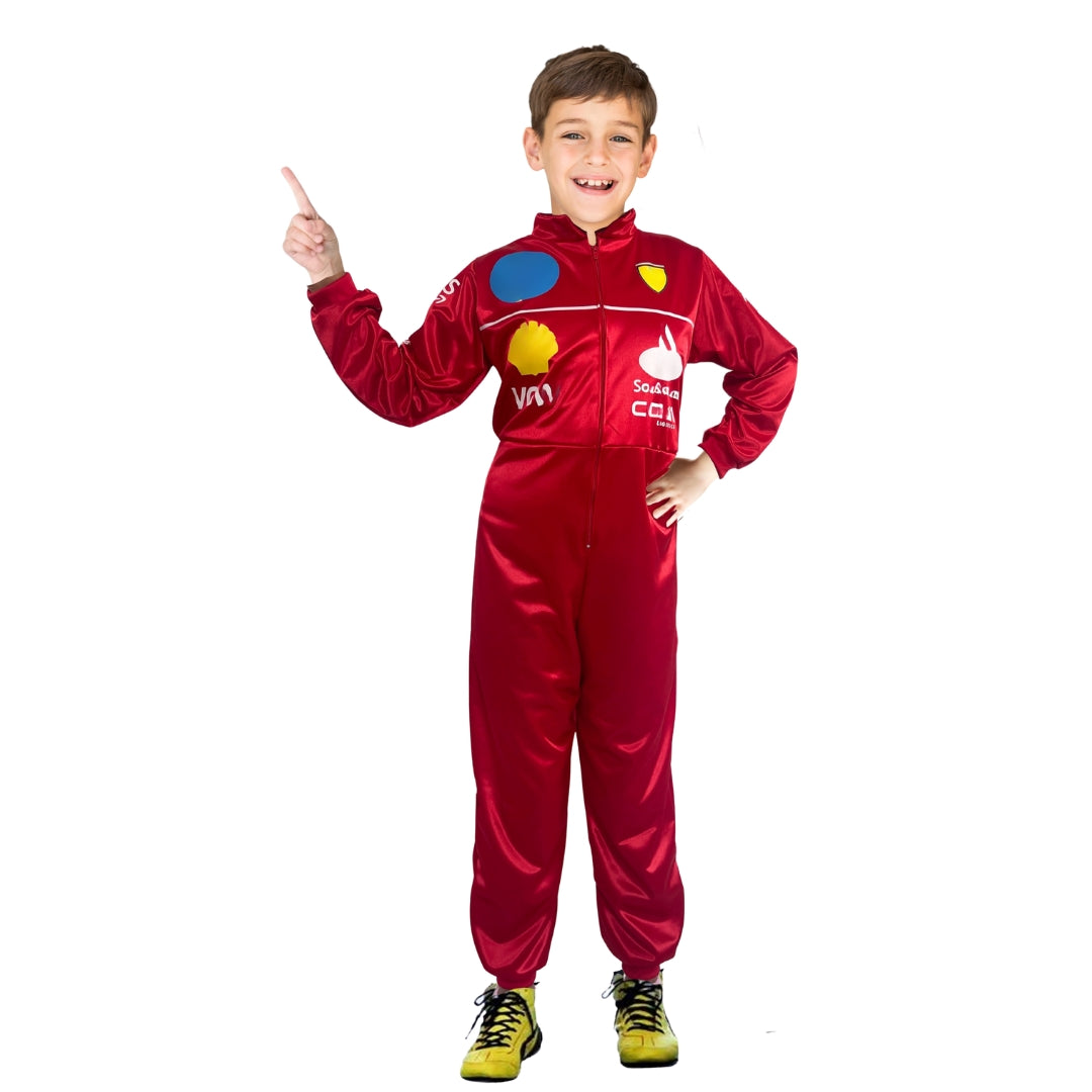 Disfraz de Piloto de Carreras Rojo - Traje Piloto para Niños