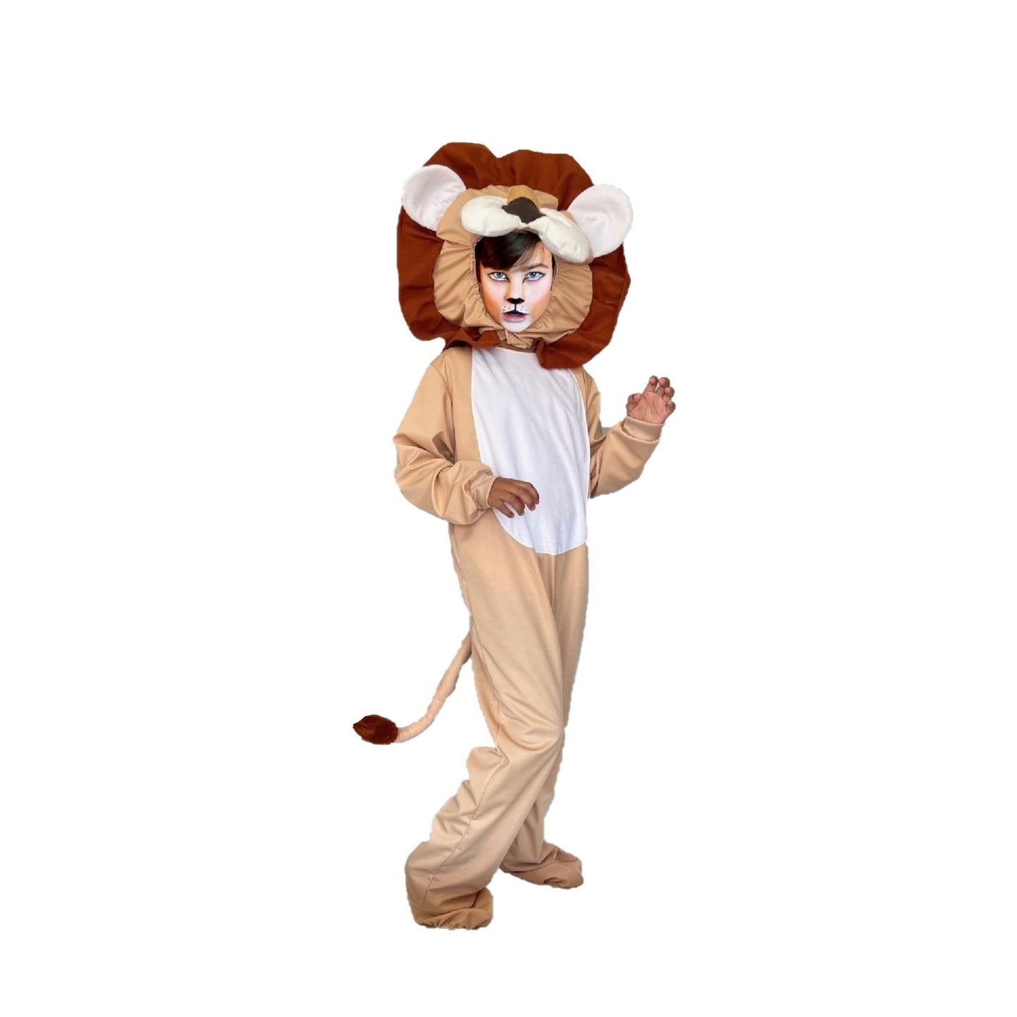 Disfraz de León - Animales de la Primavera - Vestuario con Mameluco y Gorro de Leoncito - Disfraces para Niñas y Niños