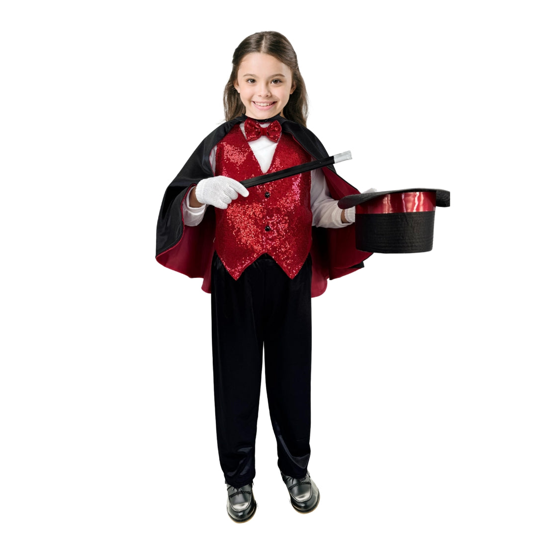 Varita Mágica - Disfraz de Mago con Sombrero - Traje de Mago Infantil - Disfraces de Mago - Set de Accesorios Magia para Niñas y Niños