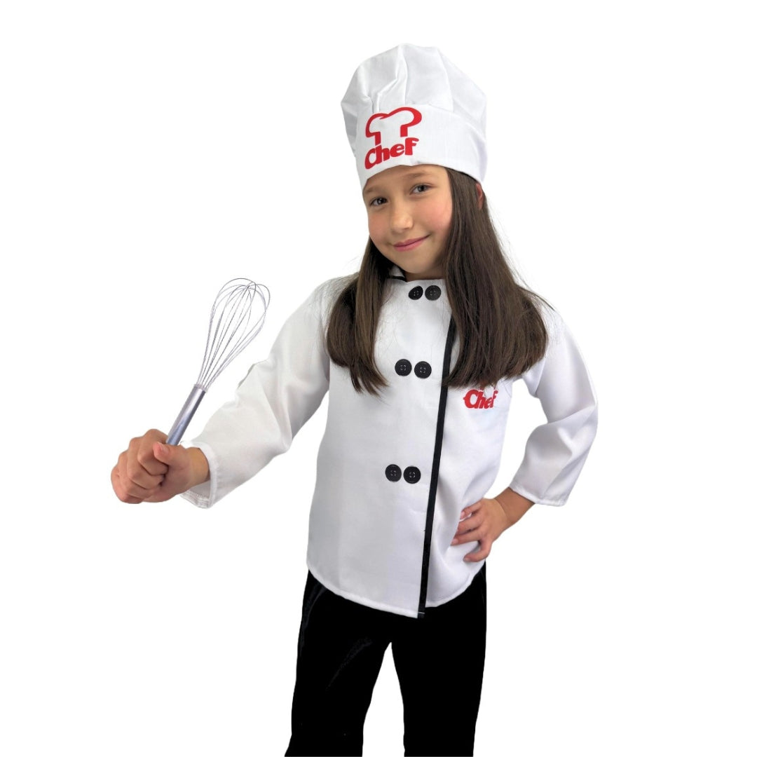 Disfraz de Chef - Filipina de Cocinero con Gorro - Traje de Cheff - Disfraces para Niñas y Niños