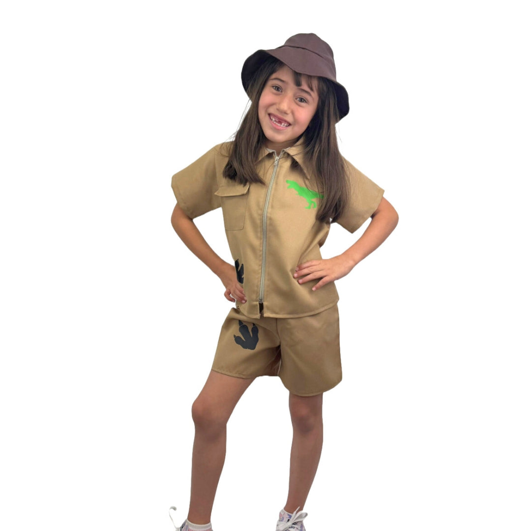 Disfraz de Explorador Jurásico - Uniforme para Safari - Traje de Exploradora y Cazador de Dinosaurios - Disfraces para Niñas y Niños