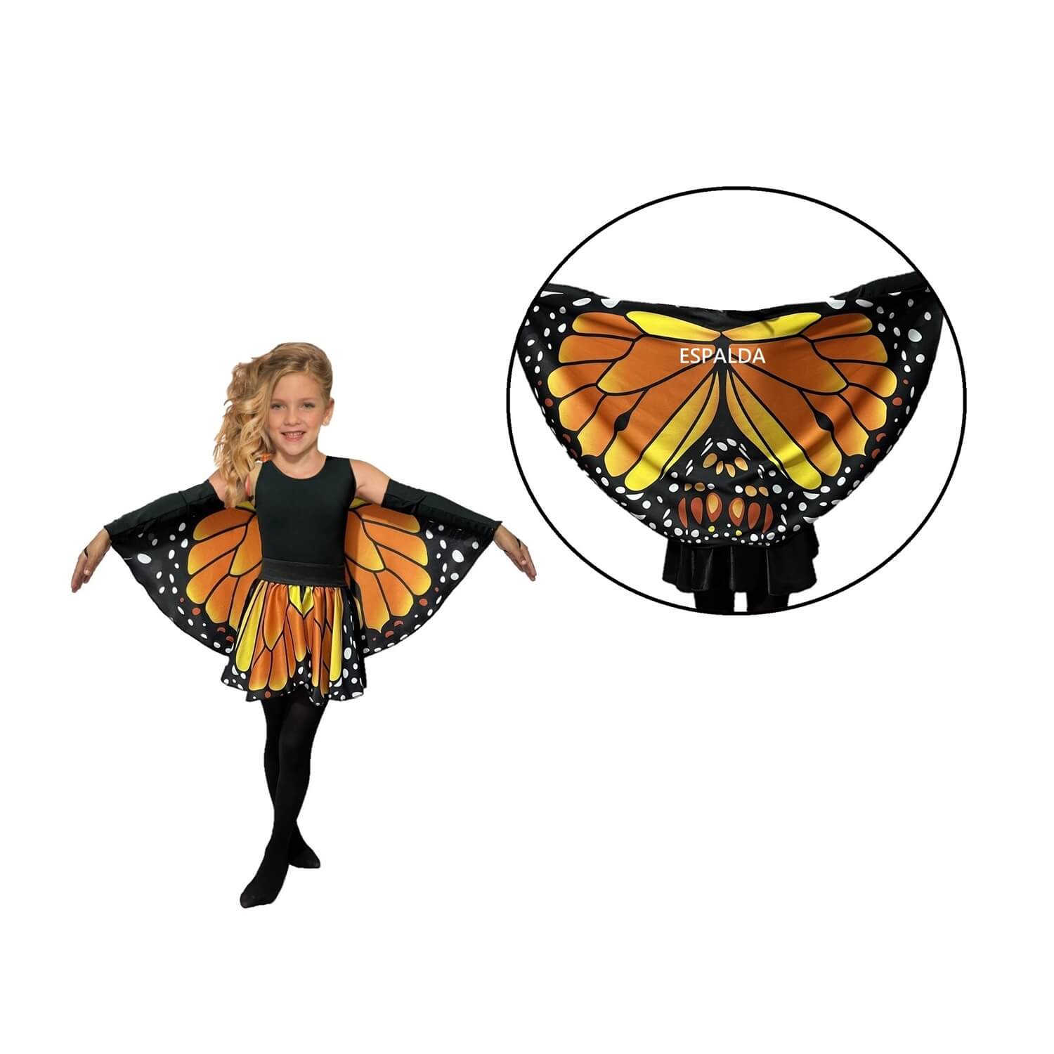 Disfraz de Mariposa Monarca - Trajes para Niñas - Disfraces Primavera - Vestuario de Mariposas con Alas - Traje de Halloween - Cosplay Día de Muertos