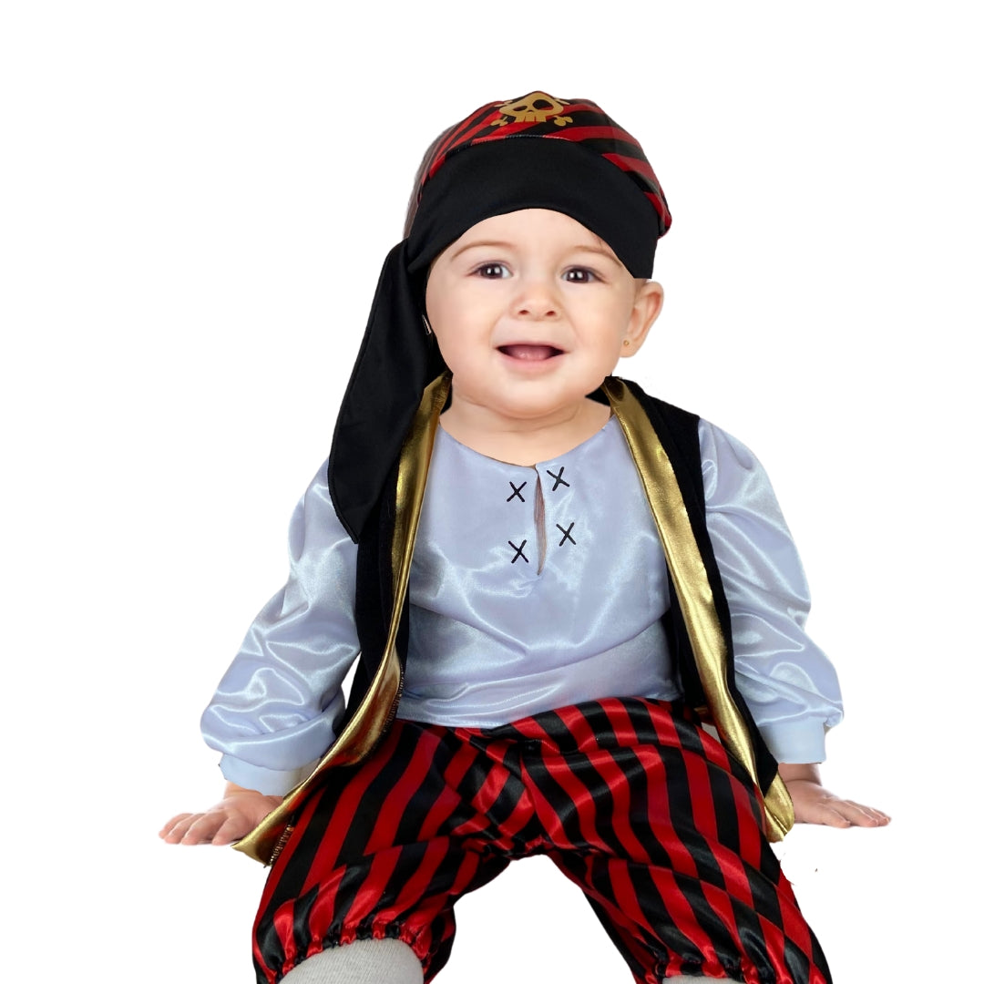 Disfraz de Pirata Rayado - Vestuario Navideño - Disfraces de Piratas para Bebés y Niños - Traje de Niño Piratita Navidad - Cosplay de Corsario