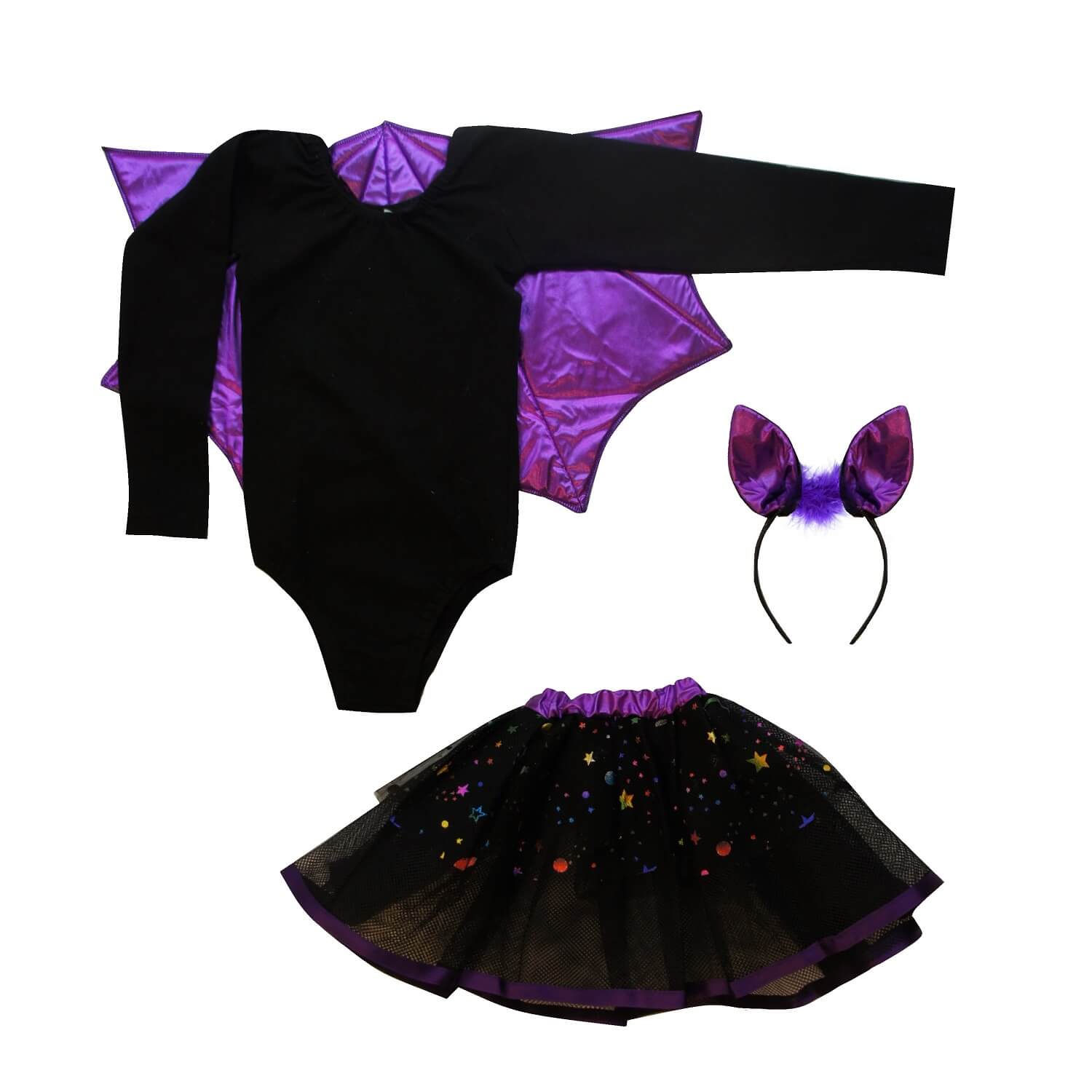 Disfraz de Vampira con Tutú y Alas - Disfraces de Murcielaga para Halloween - Traje de Murcielago - Vestuario de Vampirita para Niñas