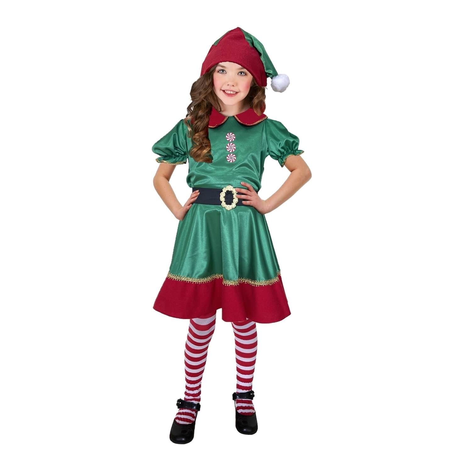 Disfraz Duenda con Gorro - Vestido Elfo Pastorela - Traje Duende Navideño - Disfraces de Duendes Navideños para Niñas - Vestuario Duendas Navidad