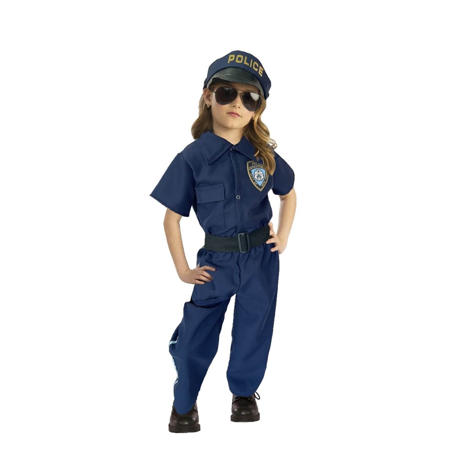 Disfraz De Policia Niño - Uniforme Infantil Oficios - Traje Halloween - Disfraces De Policías con Gorro - Vestuario Para Niñas Y Niños De Policía