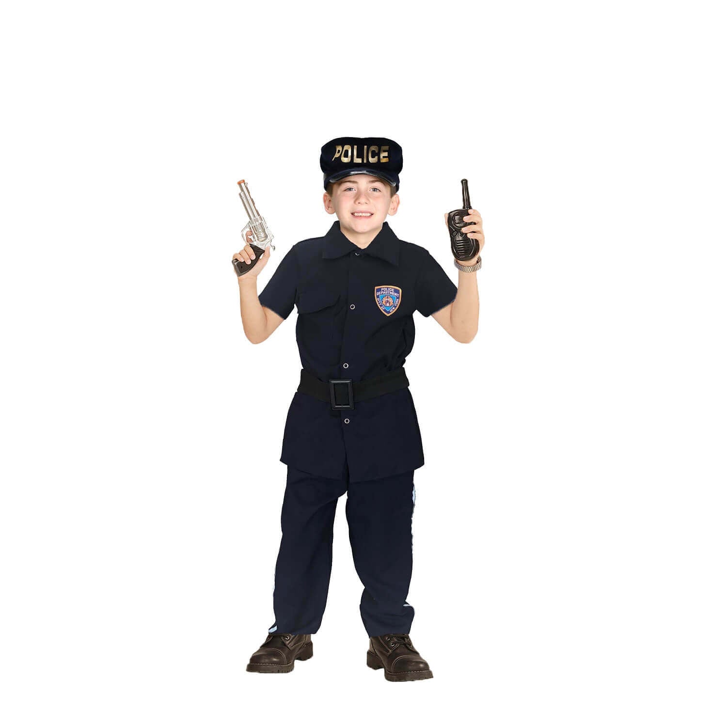 Disfraz De Policia Niño - Uniforme Infantil Oficios - Traje Halloween - Disfraces De Policías con Gorro - Vestuario Para Niñas Y Niños De Policía
