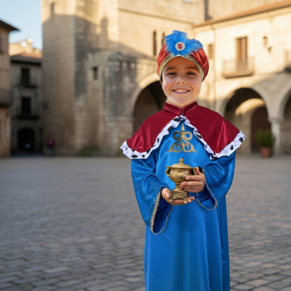 Disfraz de Rey Mago con Turbante para Niños - Túnica Pastorela Navideña