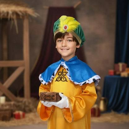 Disfraz de Rey Mago con Turbante para Niños - Túnica Pastorela Navideña