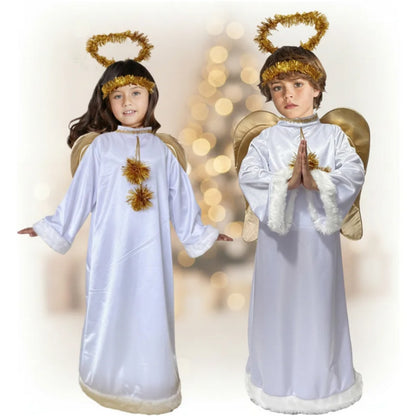 Disfraz de Ángel para Niño y Niña con Alas - Túnica Blanca Navideña