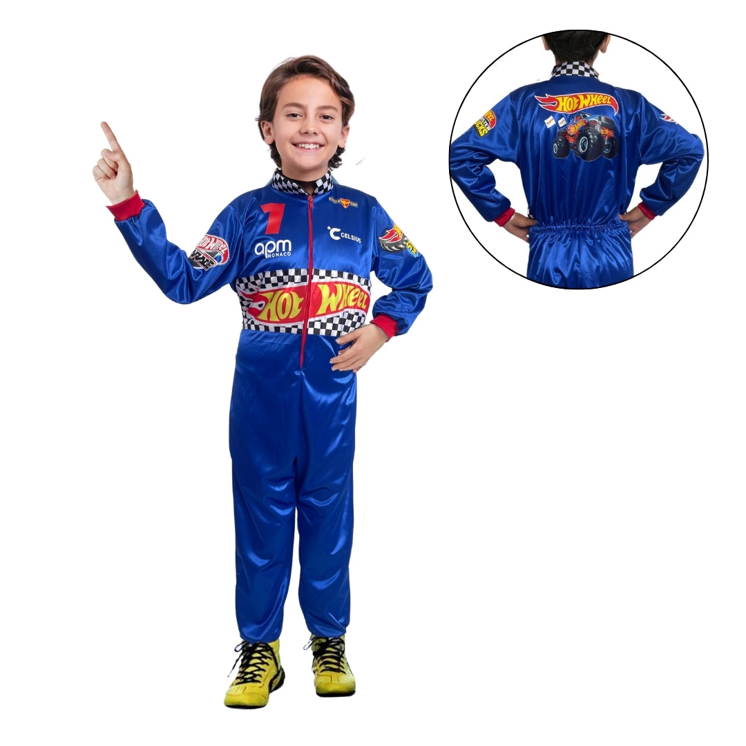 Disfraz Hotwheel Niño Cosplay Piloto De Carreras Monster Truck Hot Wheels