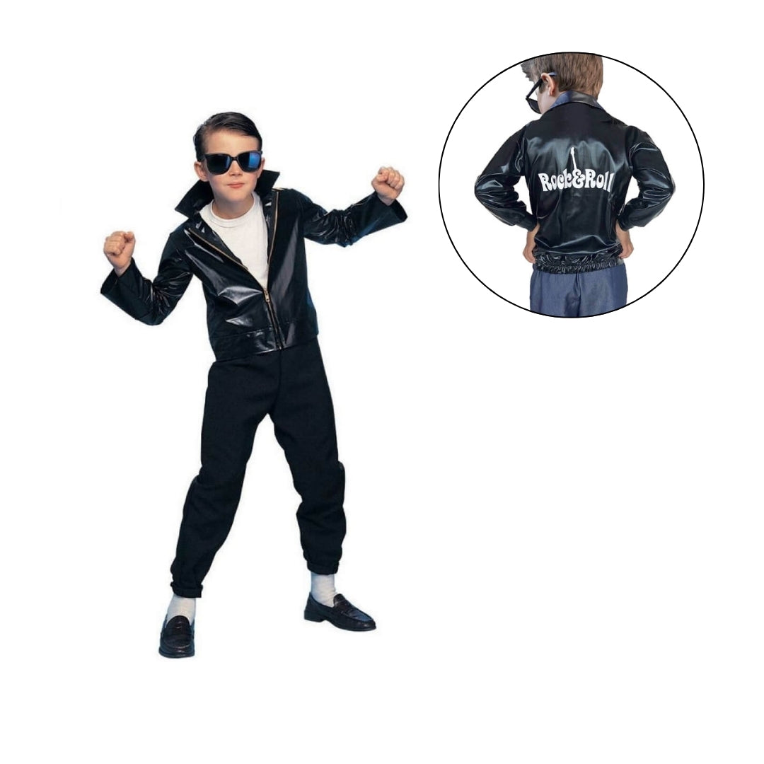 Chamarra Negra de Rockero - Disfraz de Rock and Roll - Chaqueta Rockera - Disfraces de Rock and Roll y de los 80