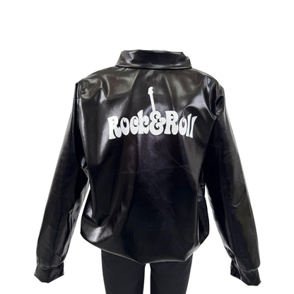 Chamarra Negra de Rockero - Disfraz de Rock and Roll - Chaqueta Rockera - Disfraces de Rock and Roll y de los 80