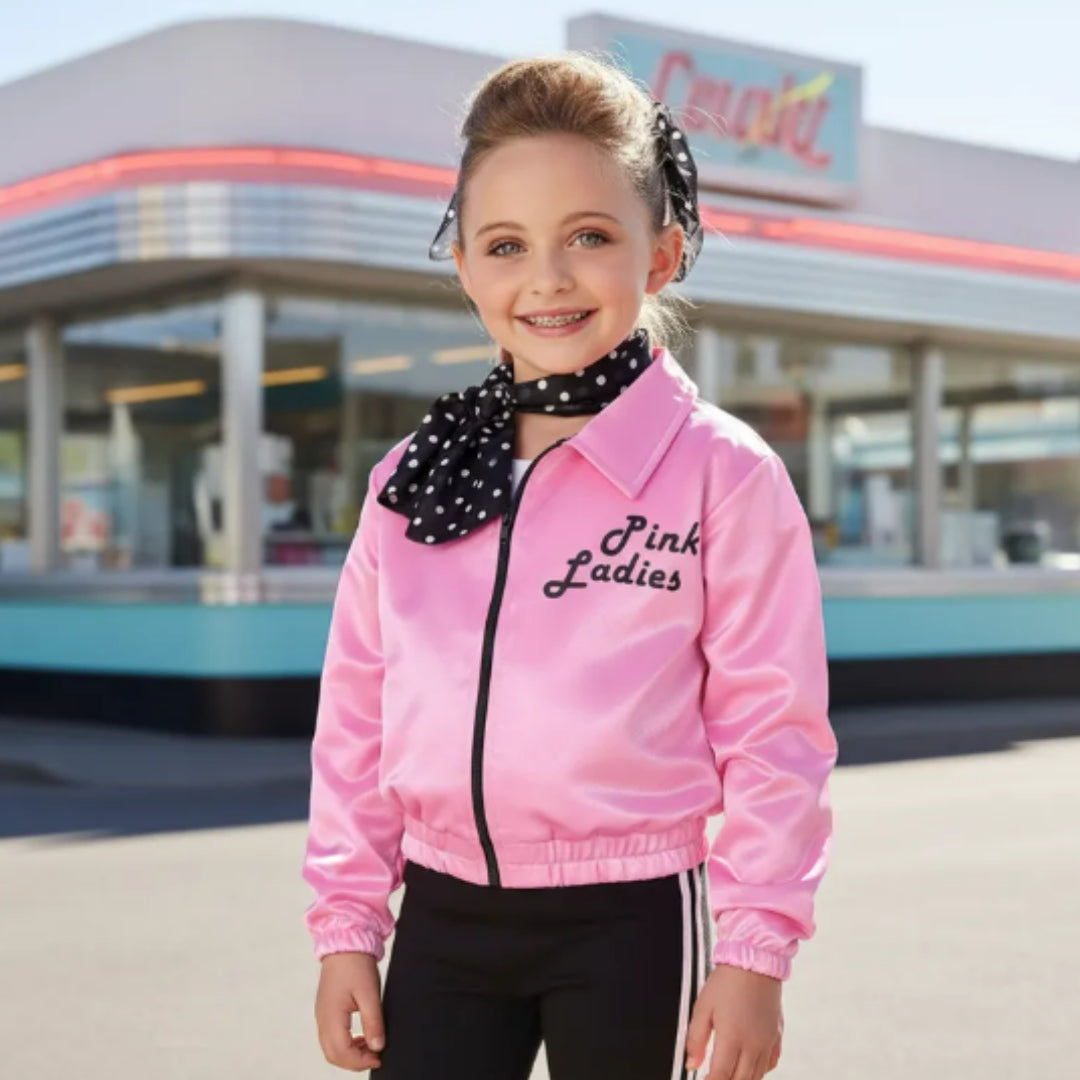 Chamarra Rosa Infantil de Rock and Roll - Disfraz de los 80 para Niña