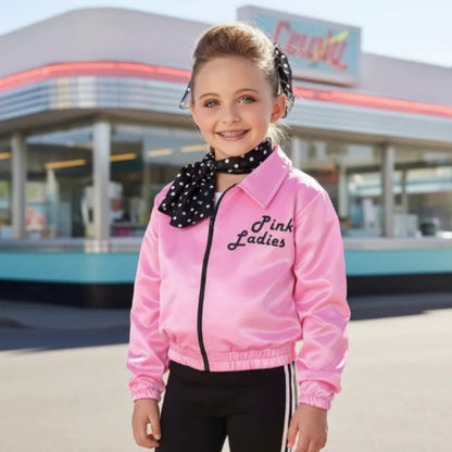 Chamarra Rosa Infantil de Rock and Roll - Disfraz de los 80 para Niña