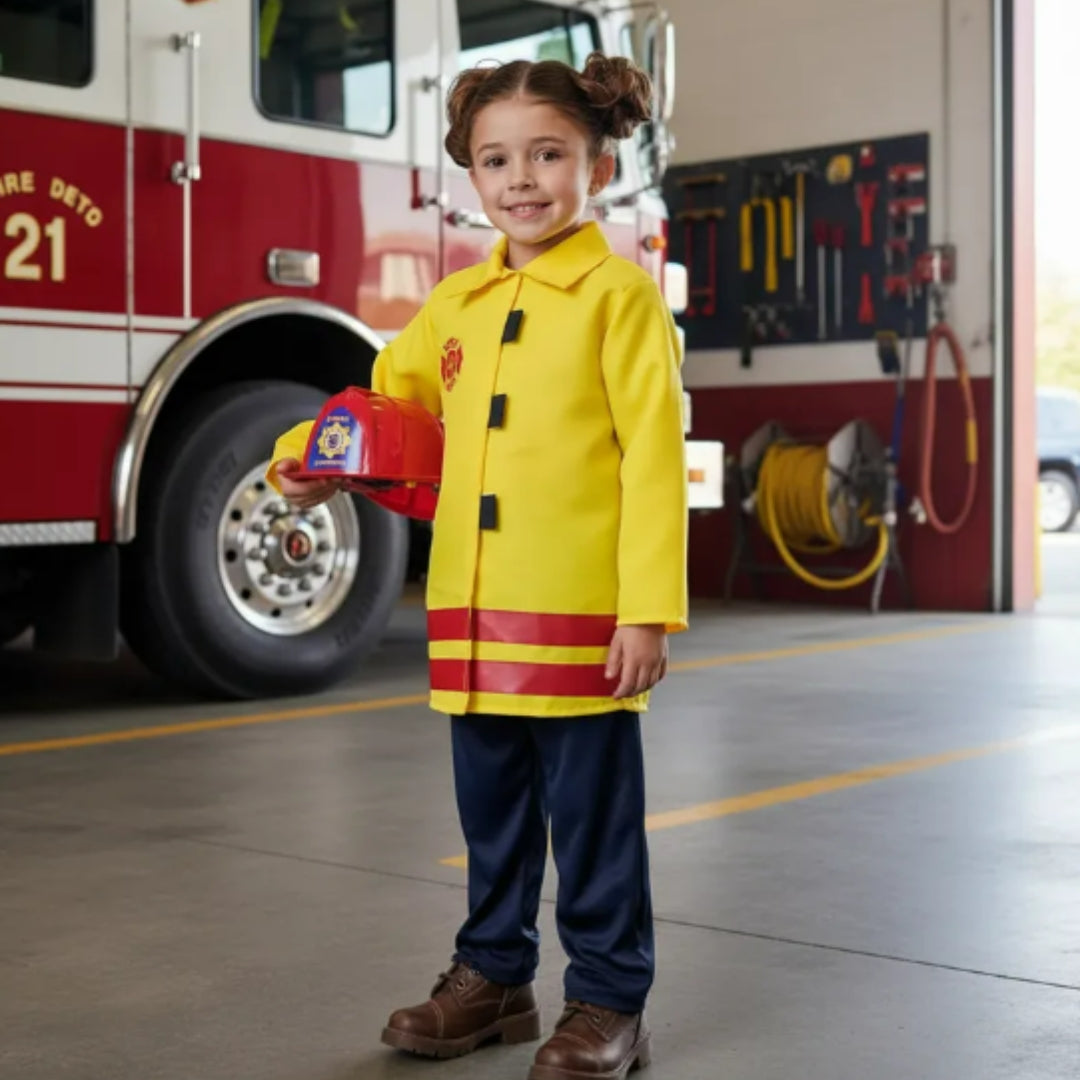 Disfraz de Bombero para Niño y Niña con Casco