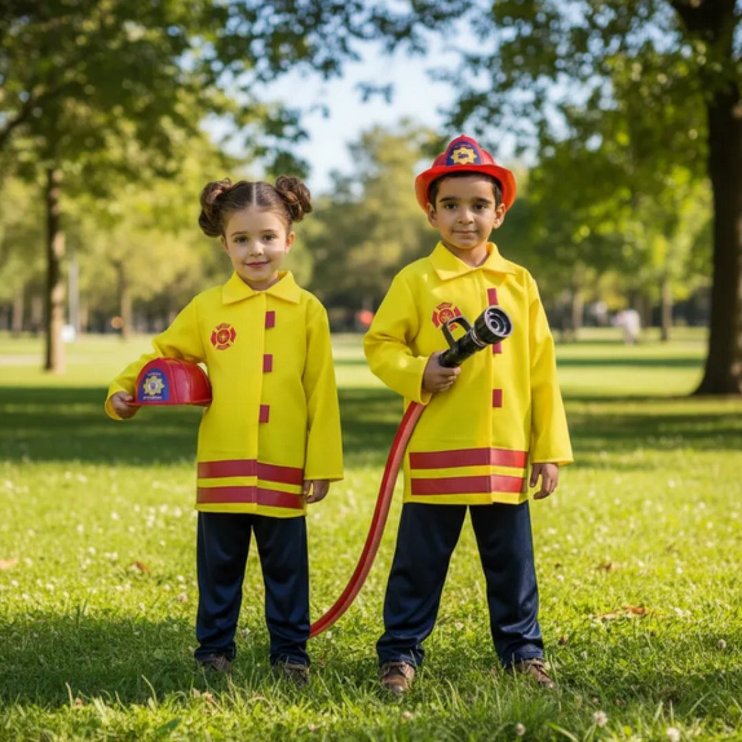 Disfraz de Bombero para Niño y Niña con Casco