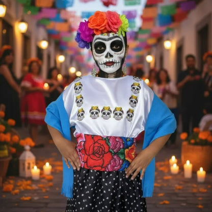 Disfraz de Catrina Mexicana para Niña - Vestido Elegante de Día de Muertos
