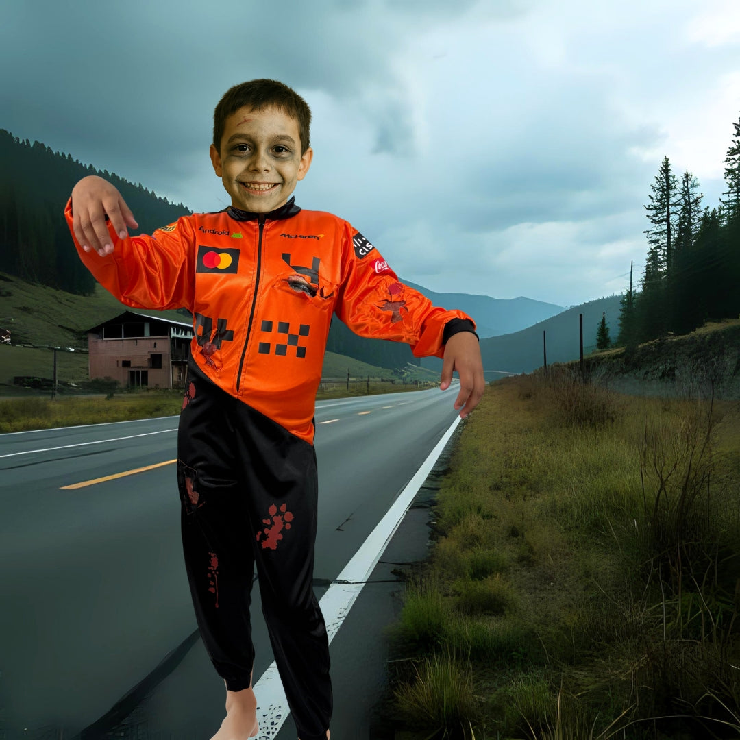 Disfraz de Piloto de Carreras Naranja para Niño - Traje de Automovilismo