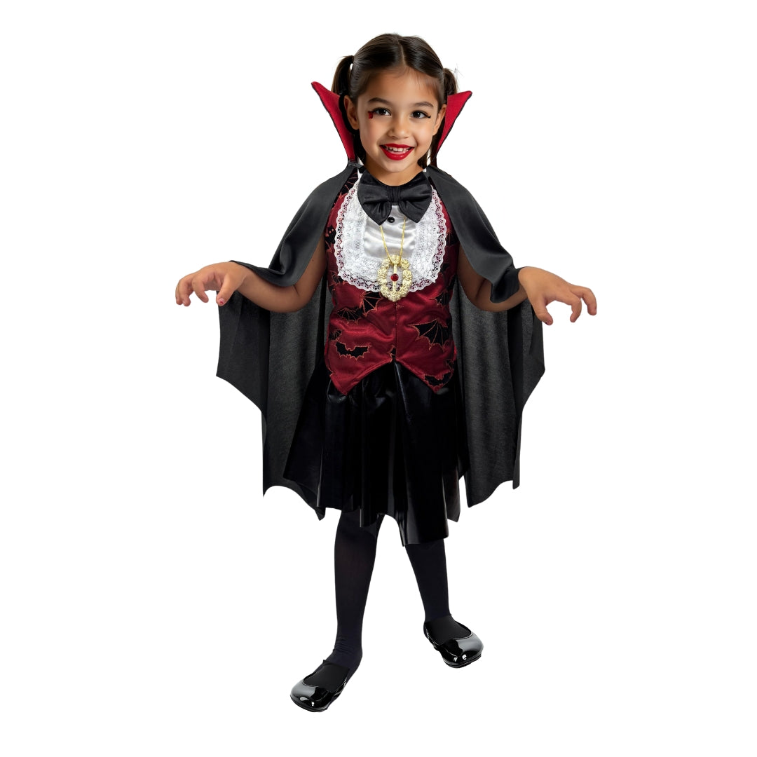 Disfraz Dracula para Niña - Traje de Vampira Halloween y Día de Muertos
