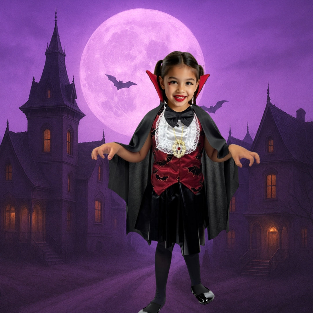 Disfraz de Vampira para Niña - Vestido de Halloween y Día de Muertos