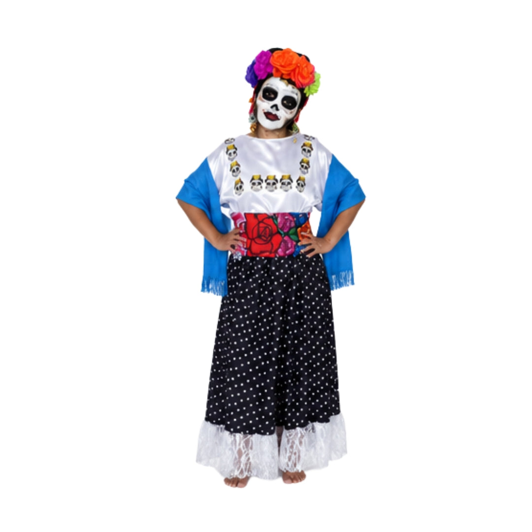 Disfraz de Catrina Mexicana para Niña - Vestido Elegante de Día de Muertos