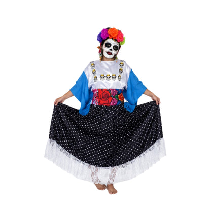 Disfraz de Catrina Mexicana para Niña - Vestido Elegante de Día de Muertos