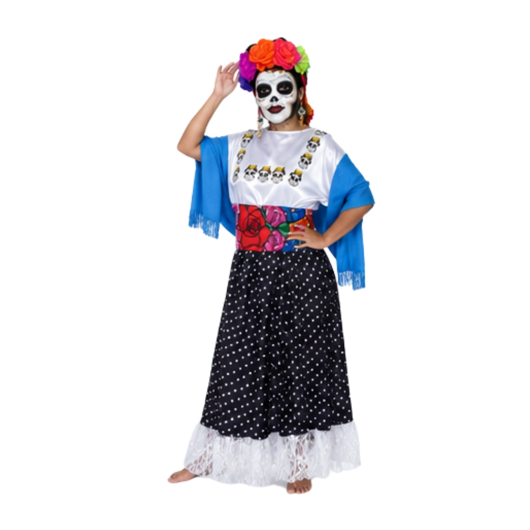 Disfraz de Catrina Mexicana para Niña - Vestido Elegante de Día de Muertos