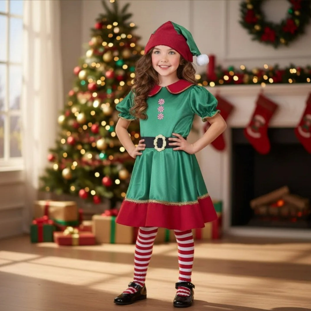 Disfraz de Duenda Navidad para Niña - Vestido de Elfo para Pastorela