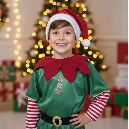 Disfraz de Duende Elfo Navideño con Gorro para Niño y Niña
