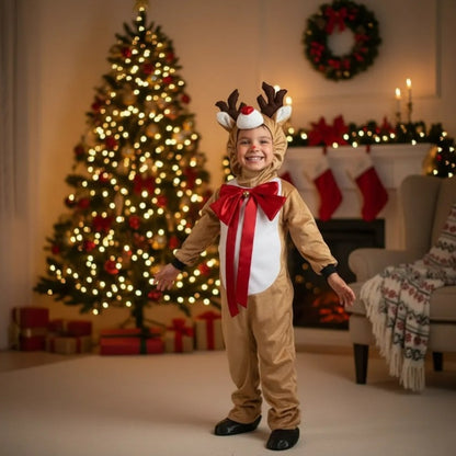 Disfraz de Reno Navideño con Gorro para Bebé y Niño  Traje de Navidad