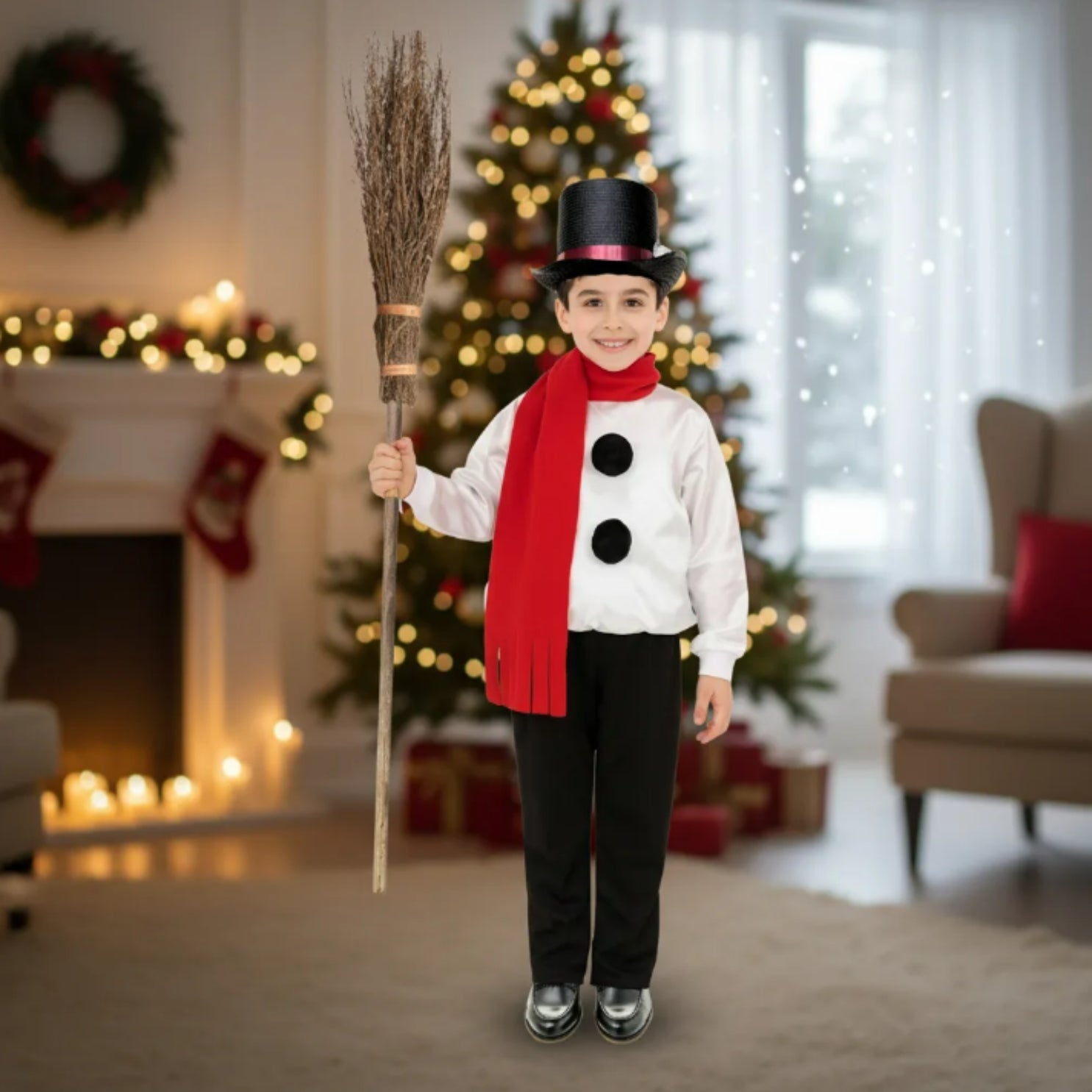 Disfraz de Muñeco de Nieve Navideño para Niños con Sombrero