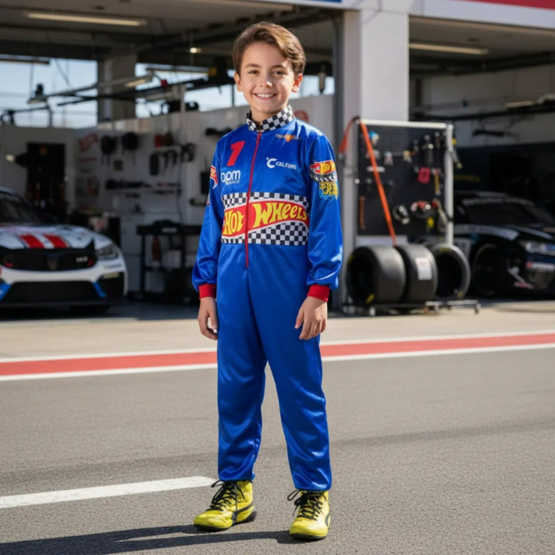 Disfraz de Piloto de Carreras Azul para Niño - Traje de Automovilismo
