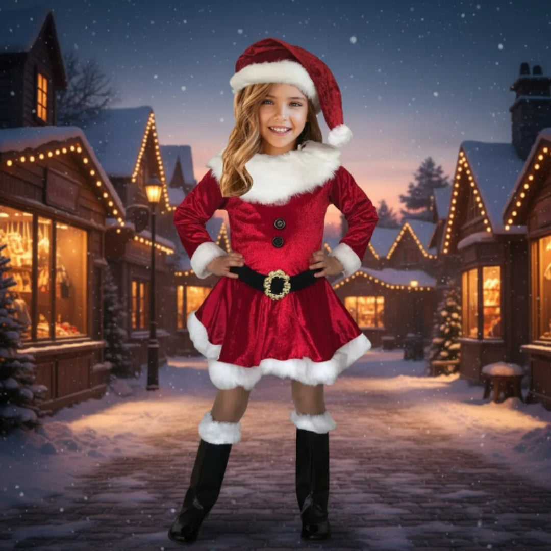 Disfraz de Santa Claus para Niña - Vestido Navideño de Pastorela