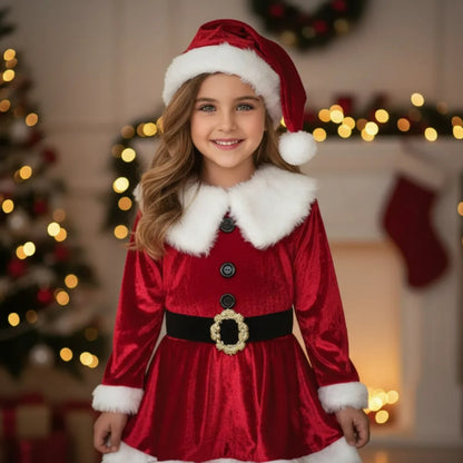 Disfraz de Santa Claus para Niña - Vestido Navideño de Pastorela