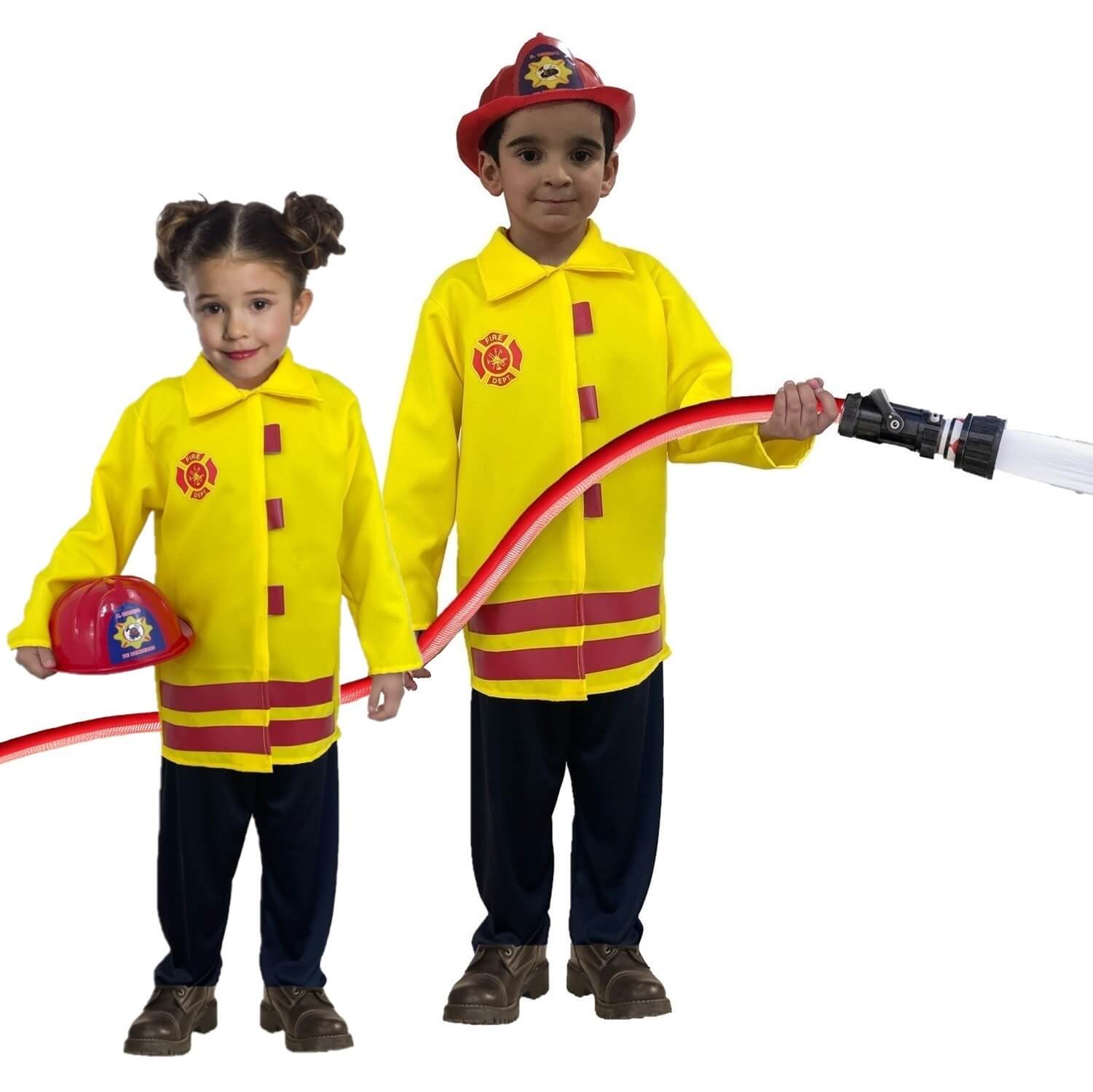 Traje de Bombero - Disfraces Bomberos con Casco - Disfraz Infantil de Oficios y Trabajos - Uniforme para Niñas y Niños